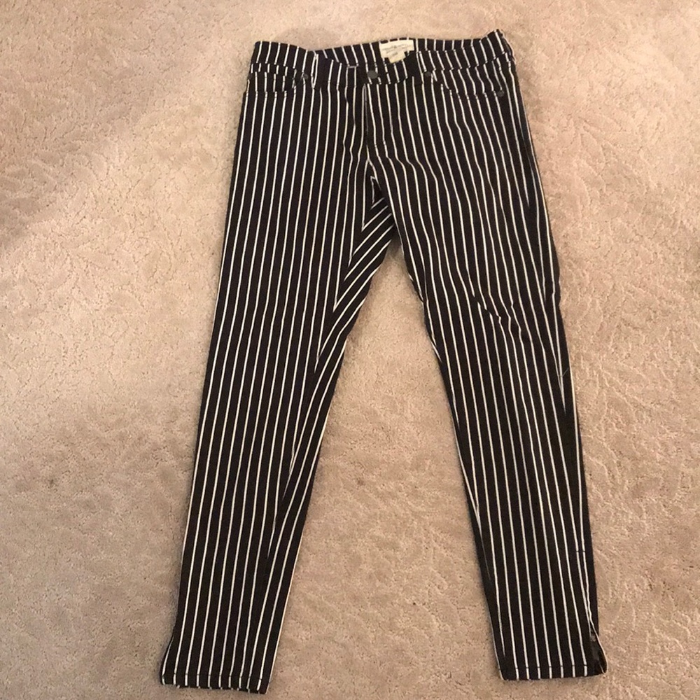 Black and white striped jeans